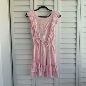 AQUA Brand Pink Paisley Ruffle Tiered Mini Dress XS